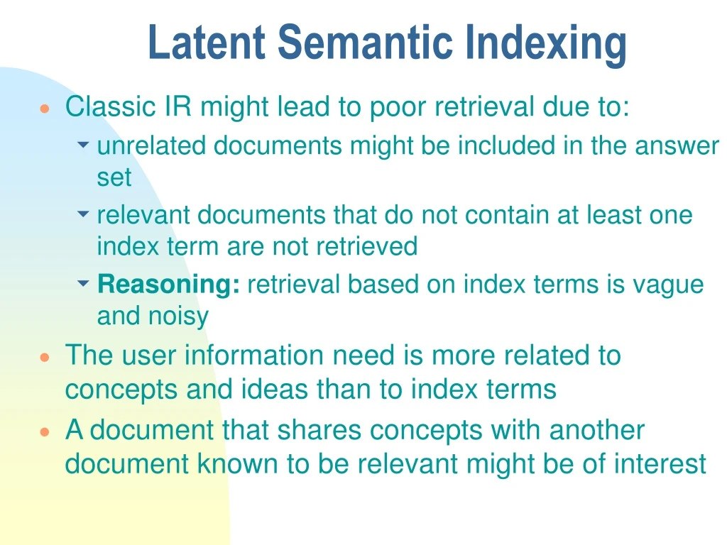 latent semantic indexing