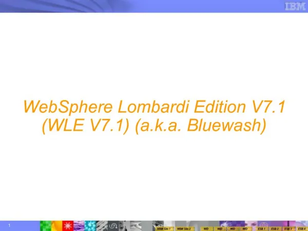 WebSphere Lombardi Edition V7.1 WLE V7.1 a.k.a. Bluewash