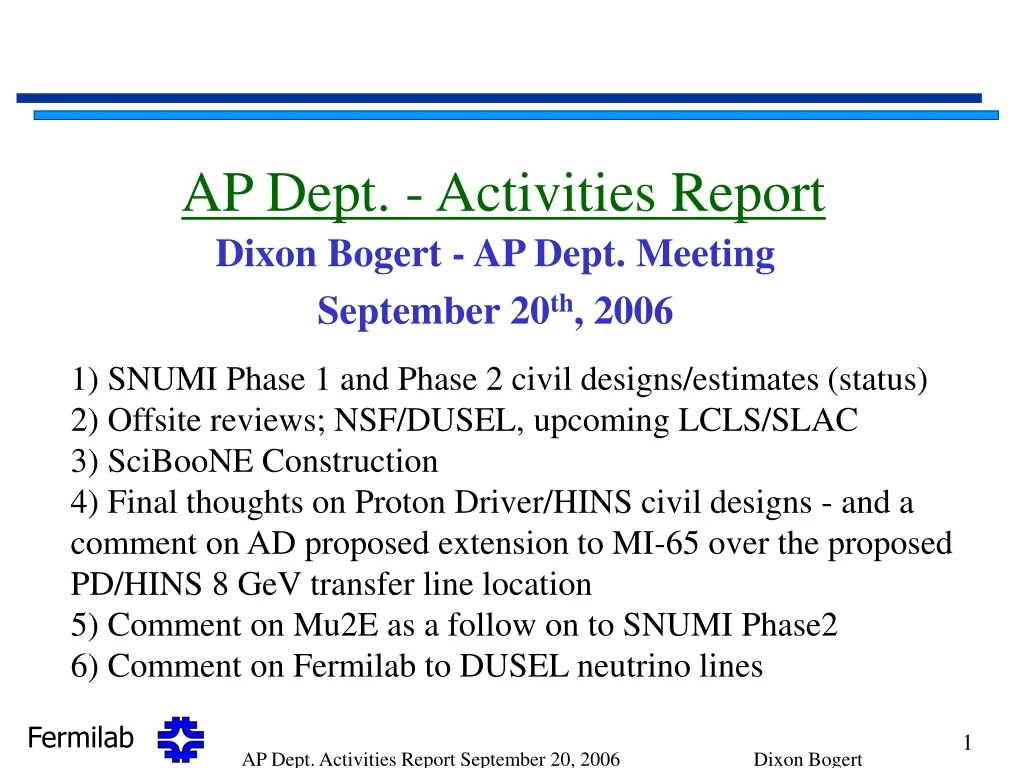 ap dept activities report