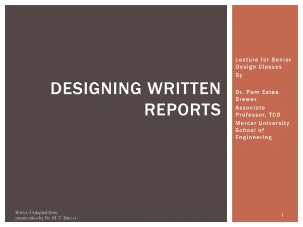 Designing Written Reports