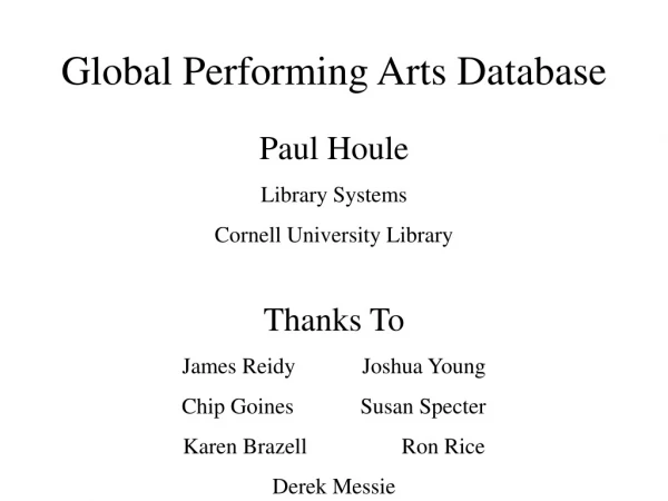 Global Performing Arts Database