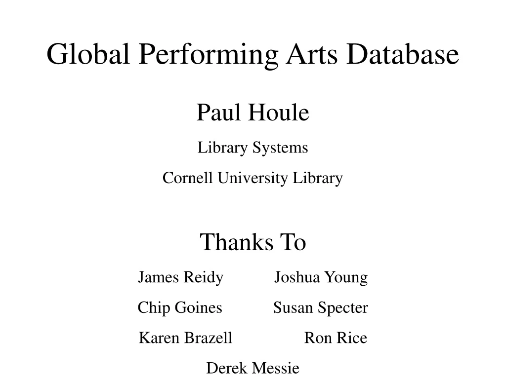 global performing arts database