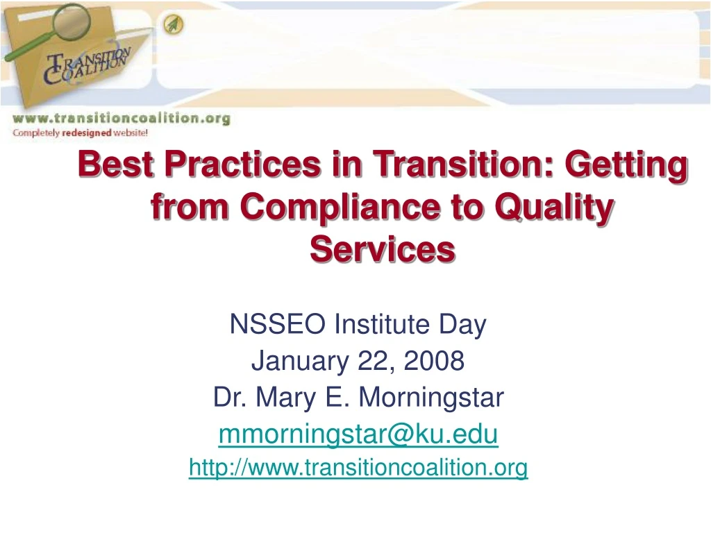 best practices in transition getting from compliance to quality services