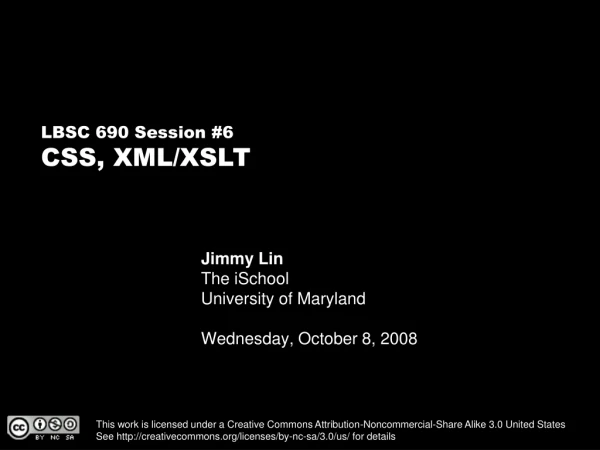 Jimmy Lin The iSchool University of Maryland Wednesday, October 8, 2008