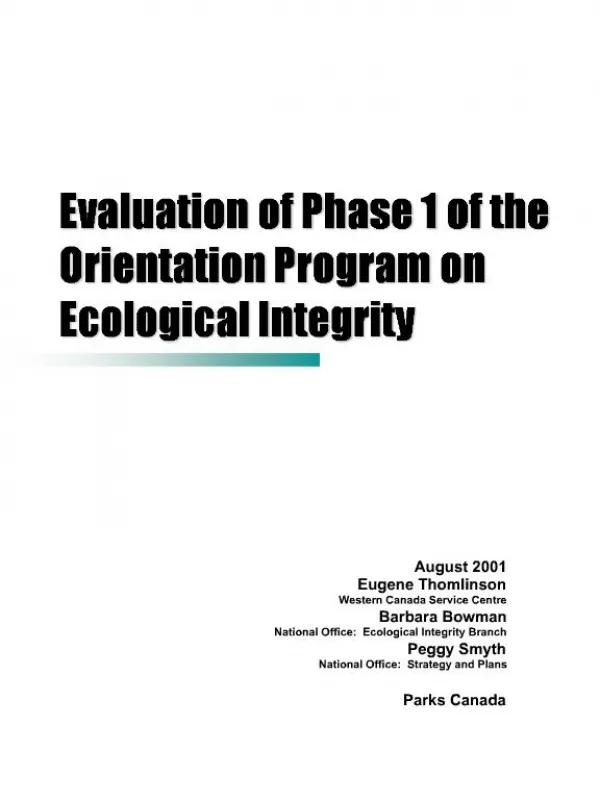 Evaluation of Phase 1 of the Orientation Program on Ecological Integrity