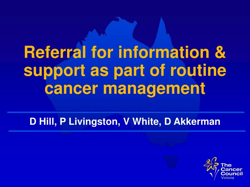 referral for information support as part of routine cancer management