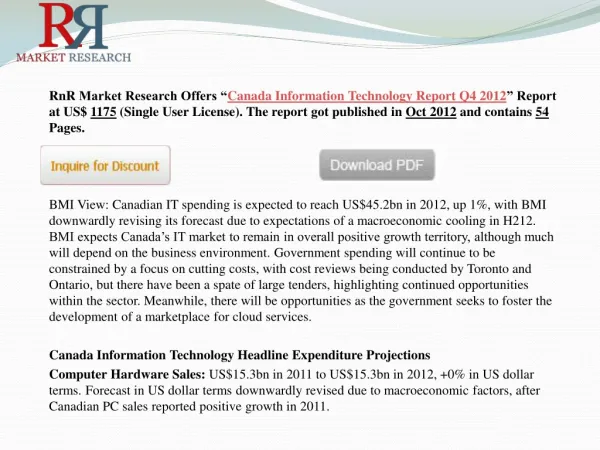 Canada Information Technology Market Report Q4 2012