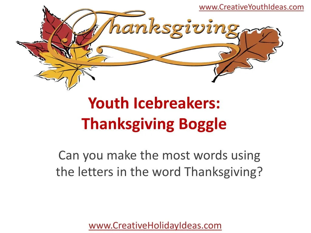 youth icebreakers thanksgiving boggle