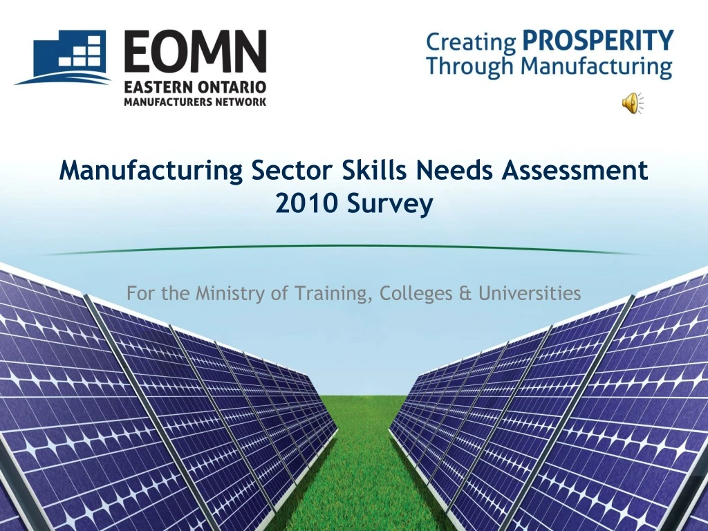 manufacturing sector skills needs assessment 2010 survey