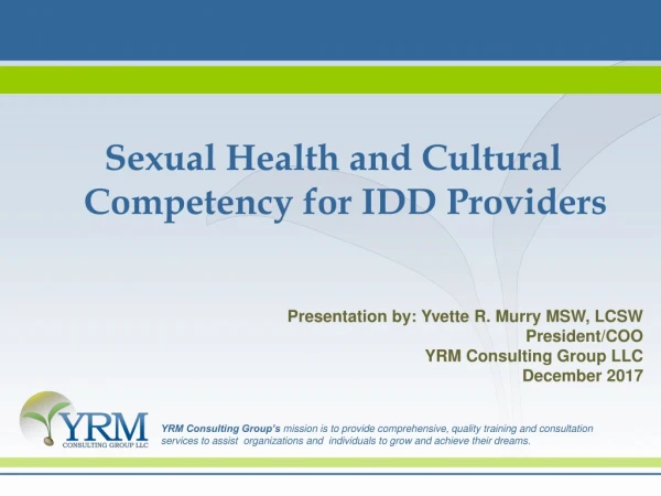 Sexual Health and Cultural Competency for IDD Providers