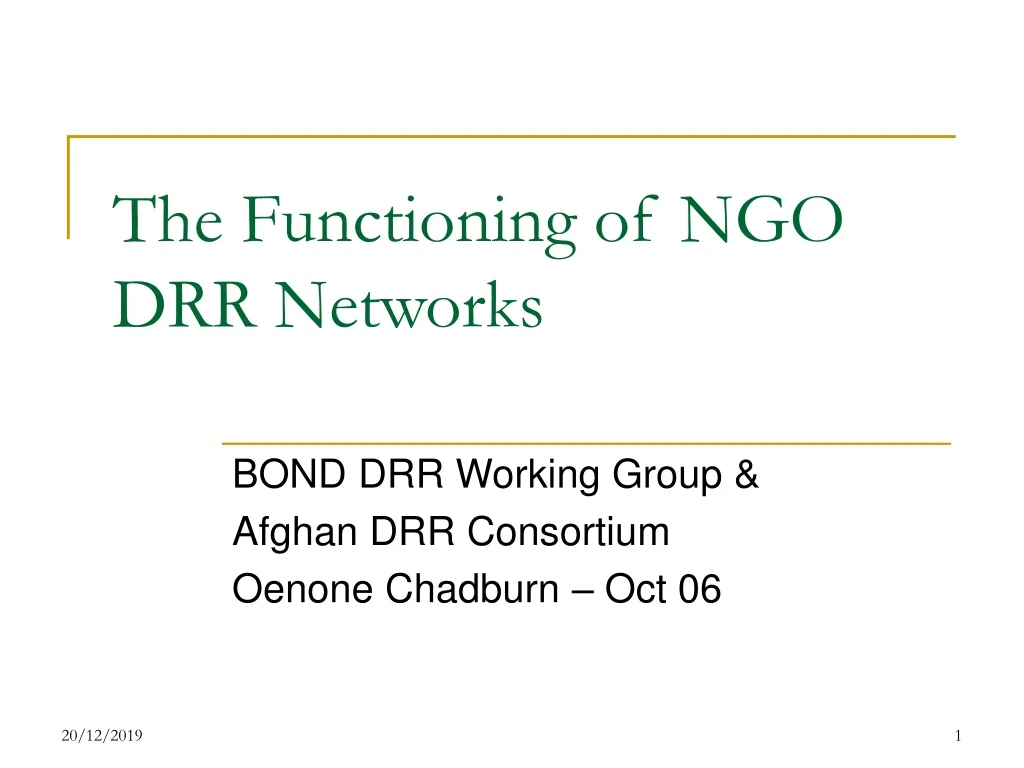 the functioning of ngo drr networks