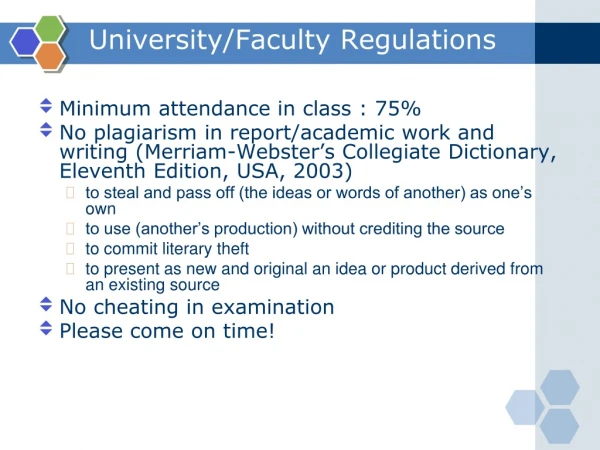 University/Faculty Regulations