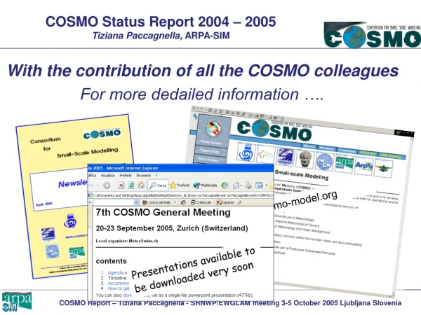 COSMO Status Report 2004 – 2005 Tiziana Paccagnella,  ARPA-SIM
