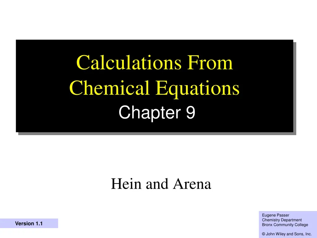 calculations from chemical equations chapter 9
