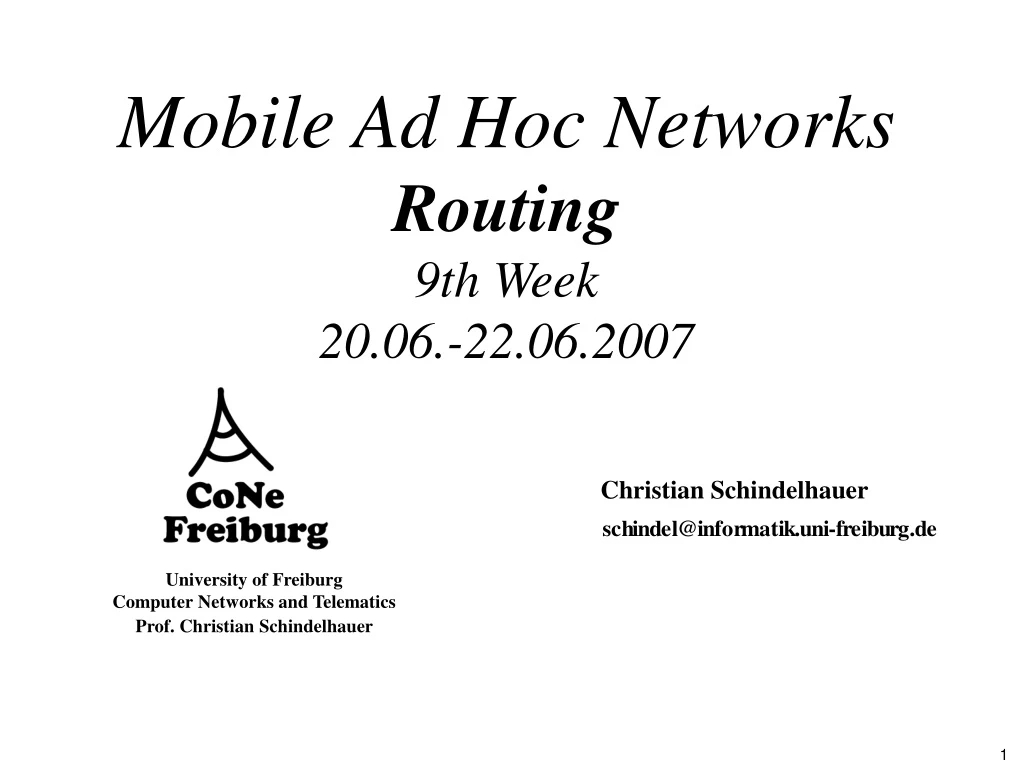 mobile ad hoc networks routing 9th week 20 06 22 06 2007