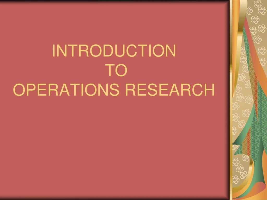 introduction to operations research