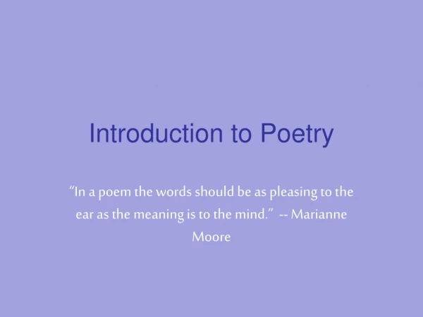 Introduction to Poetry