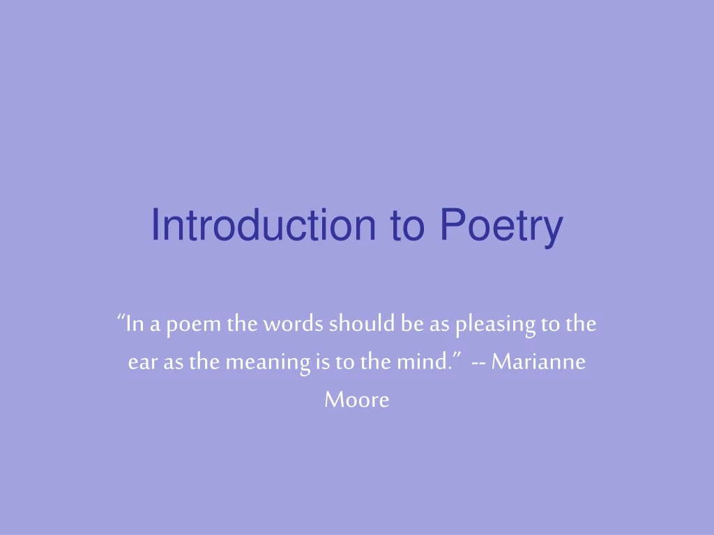 introduction to poetry