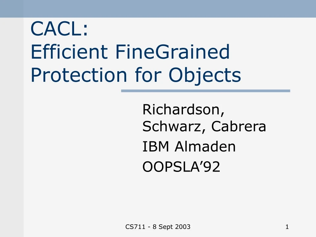 cacl efficient fine grained protection for objects