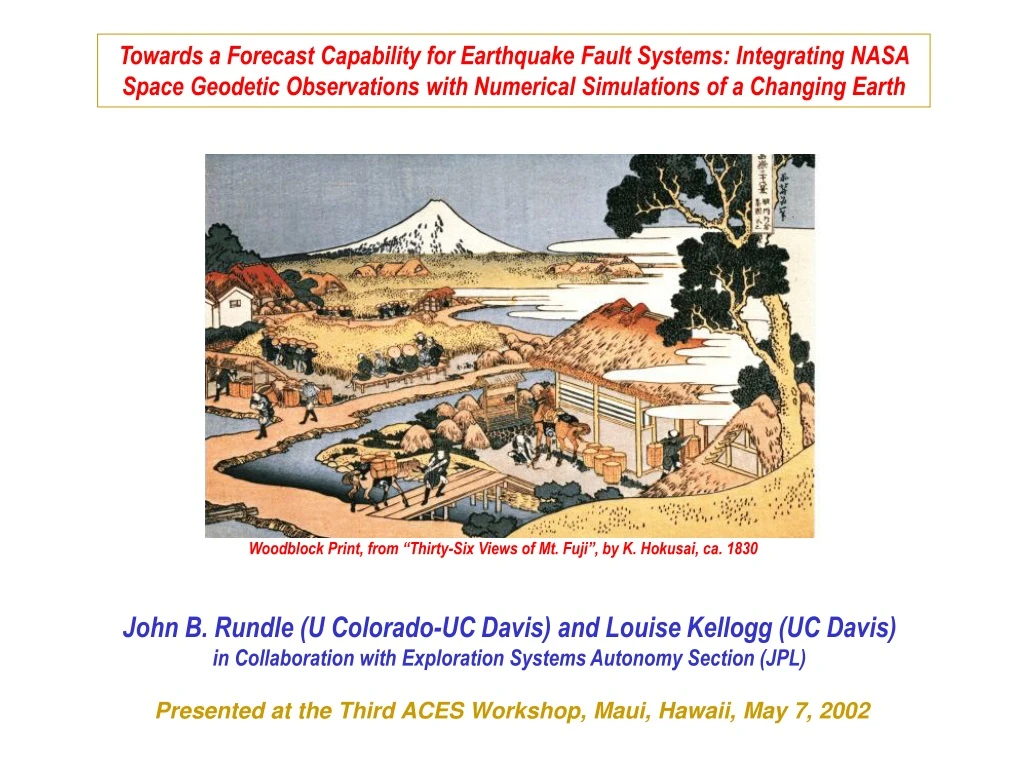 towards a forecast capability for earthquake
