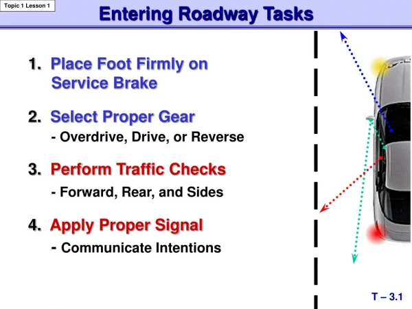 1.   Place Foot Firmly on Service Brake 2.   Select Proper Gear  	- Overdrive, Drive, or Reverse