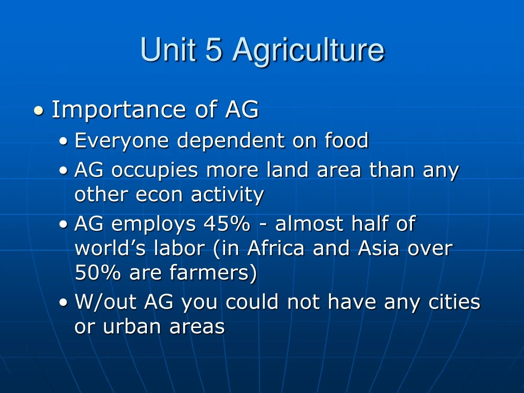 unit 5 agriculture