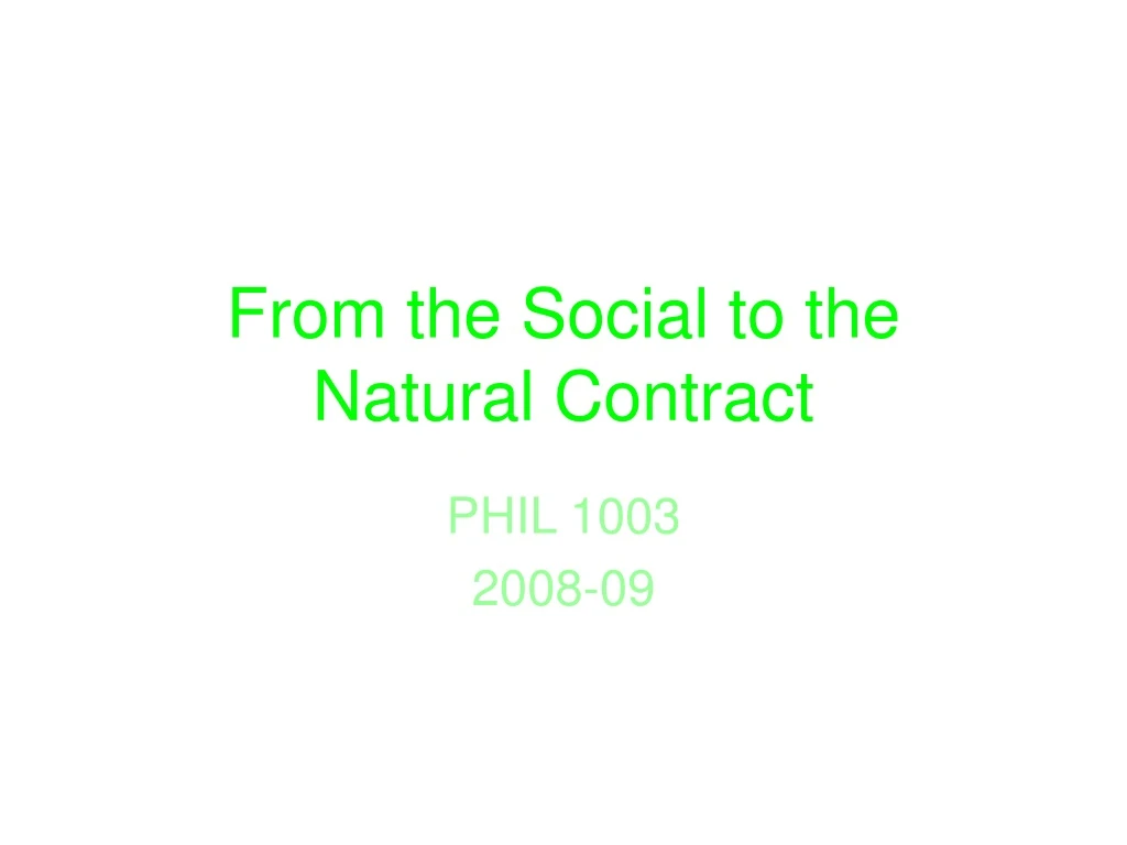 from the social to the natural contract