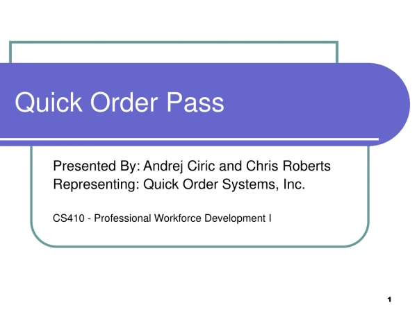 Quick Order Pass