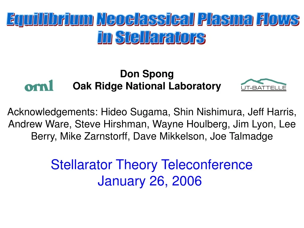 equilibrium neoclassical plasma flows