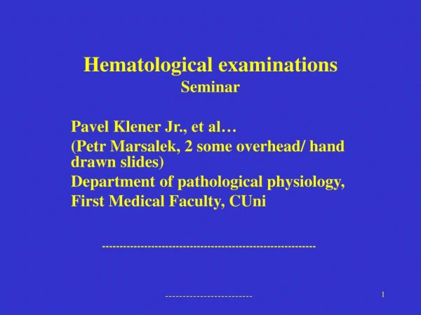 Hematological examinations Semin ar