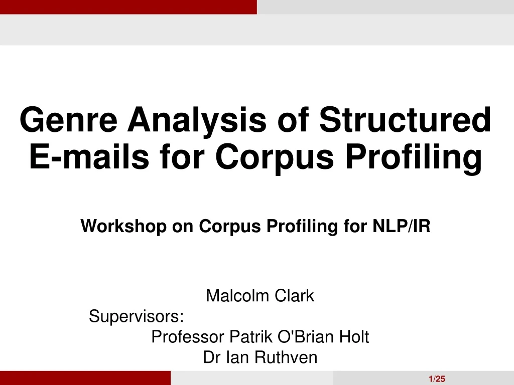 genre analysis of structured e mails for corpus