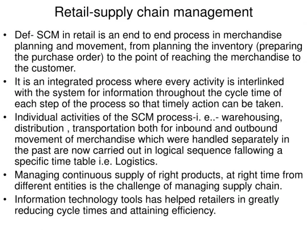 Retail-supply chain management