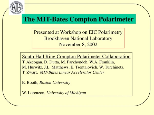 The MIT-Bates Compton Polarimeter