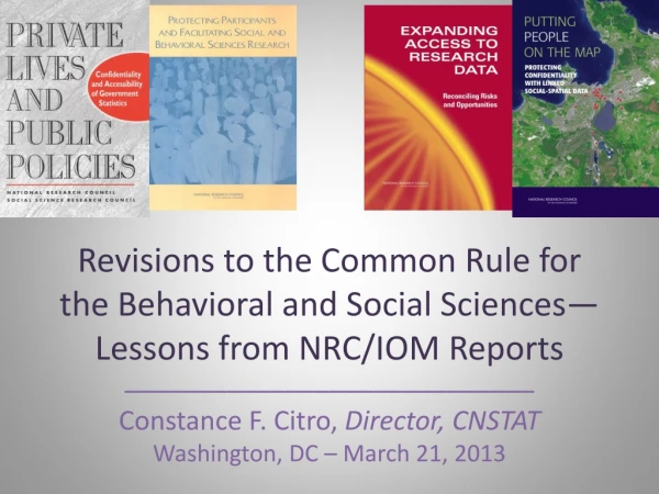Revisions to the Common Rule for the Behavioral and Social Sciences—Lessons from NRC/IOM Reports
