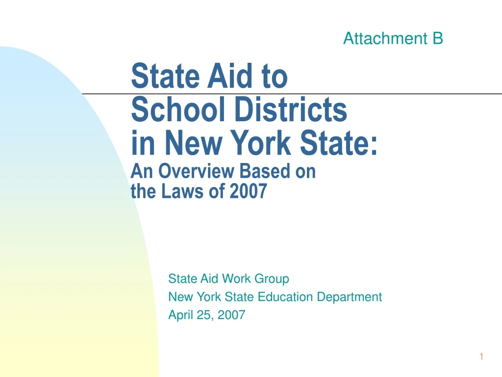 state aid to school districts in new york state an overview based on the laws of 2007