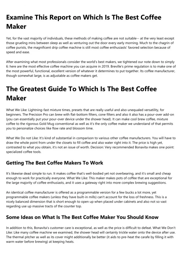 examine this report on which is the best coffee