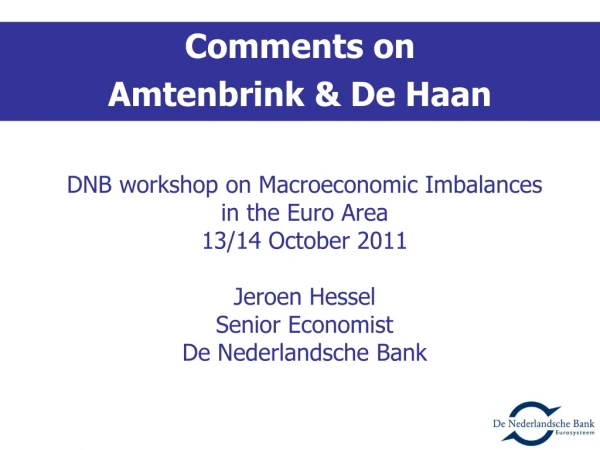 Comments on  Amtenbrink &amp; De Haan