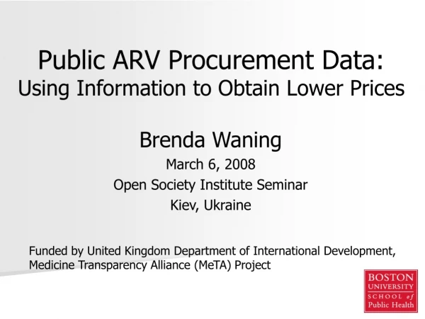 Public ARV Procurement Data: Using Information to Obtain Lower Prices