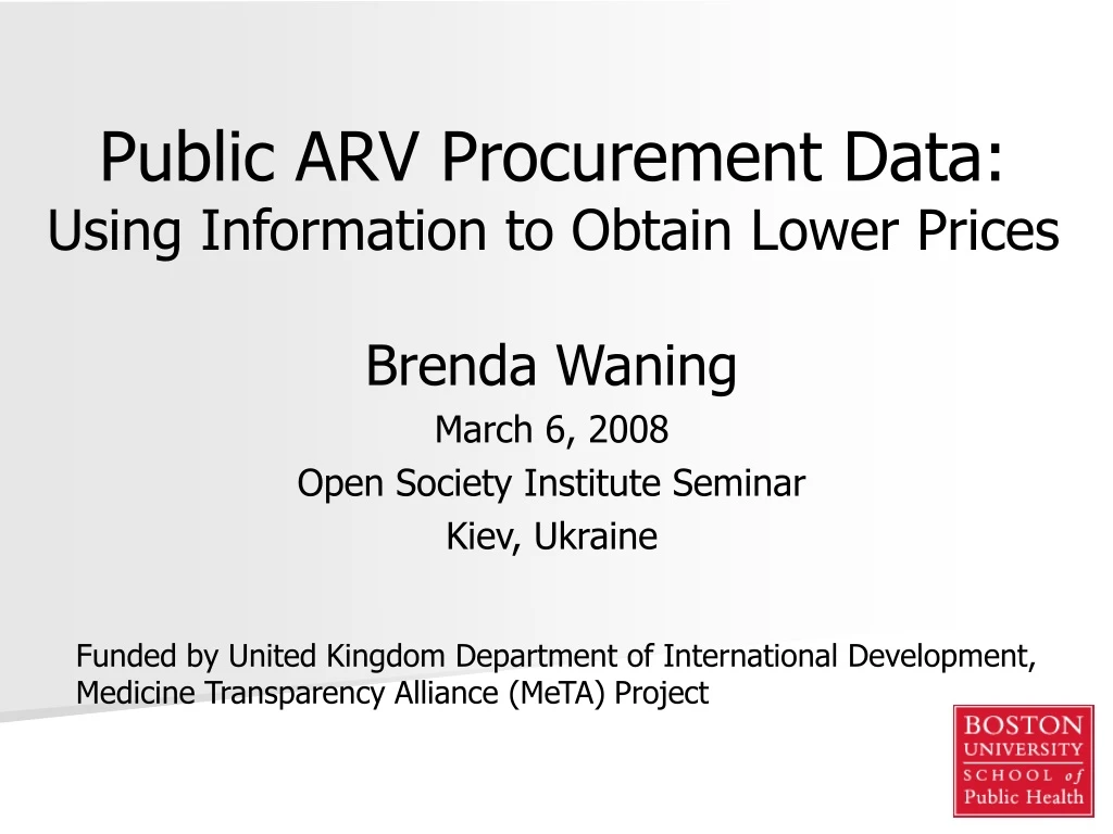 public arv procurement data using information to obtain lower prices