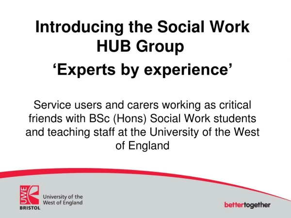 Introducing the Social Work HUB Group ‘Experts by experience’