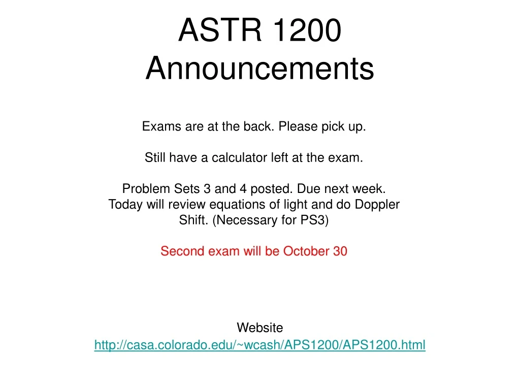 astr 1200 announcements