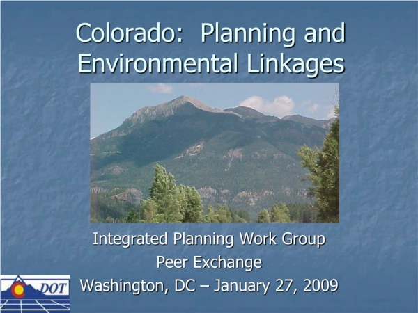 Colorado:  Planning and Environmental Linkages