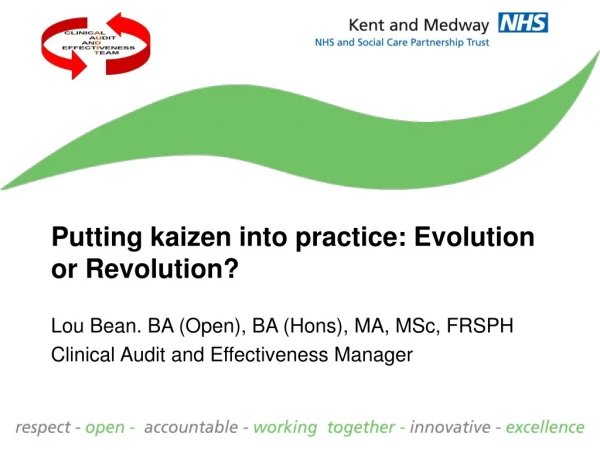 Putting kaizen into practice: Evolution or Revolution?