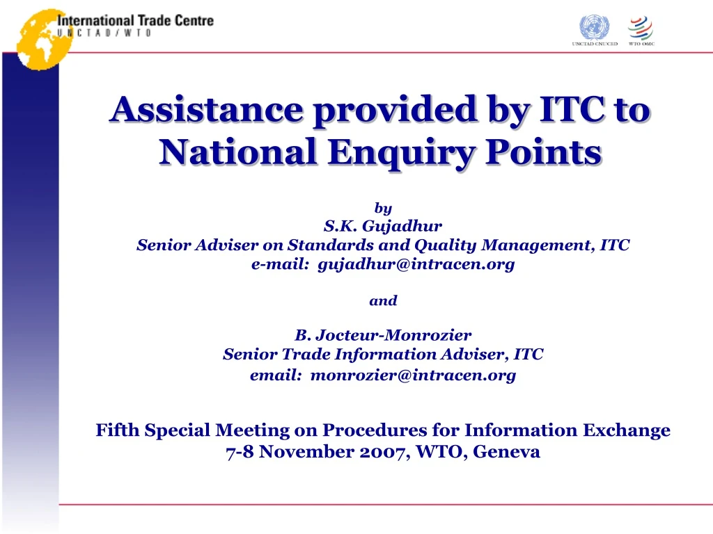 assistance provided by itc to national enquiry