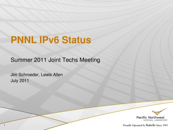 PNNL IPv6 Status