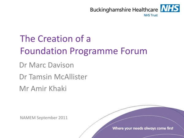 Dr Marc Davison Dr  Tamsin  McAllister Mr Amir Khaki