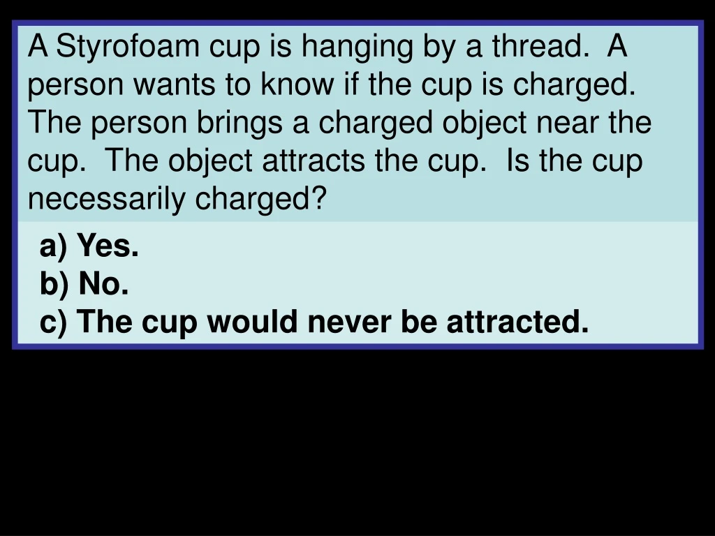 a styrofoam cup is hanging by a thread a person