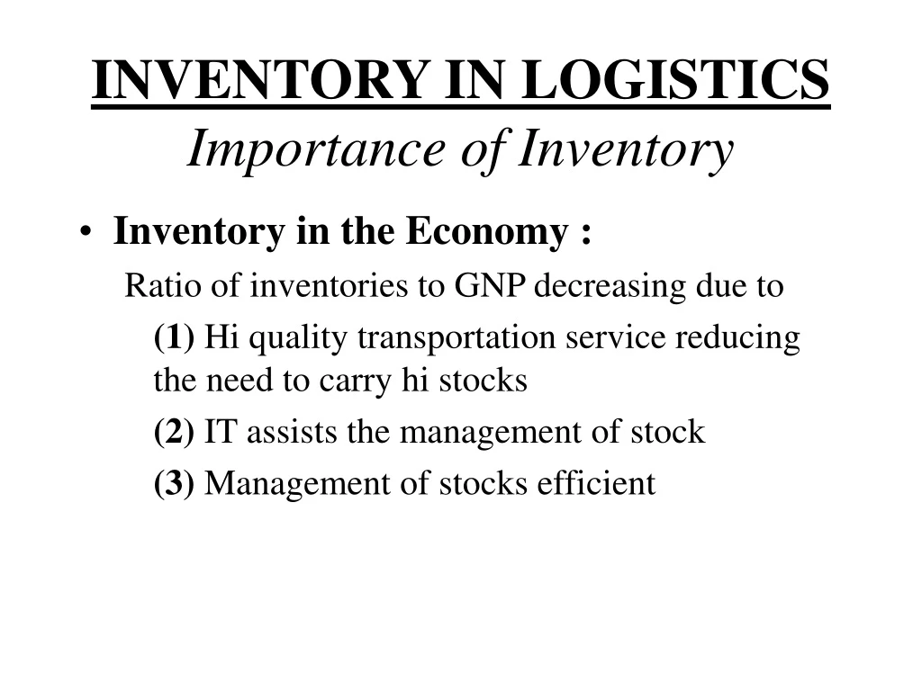 inventory in logistics importance of inventory