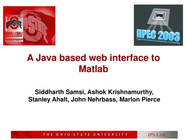 A Java based web interface to Matlab