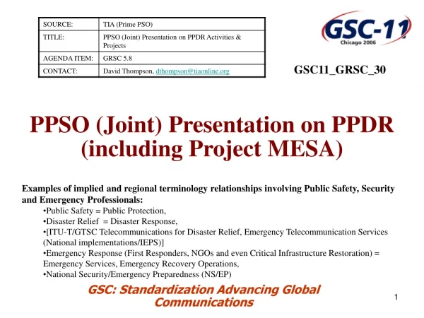 PPSO (Joint) Presentation on PPDR (including Project MESA)